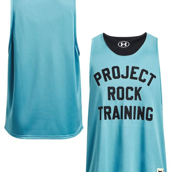 $55 UNDER ARMOUR PROJECT ROCK REVERSIBLE MESH TANK 1377442-433 GLACIER BLUE M - Picture 7 of 10